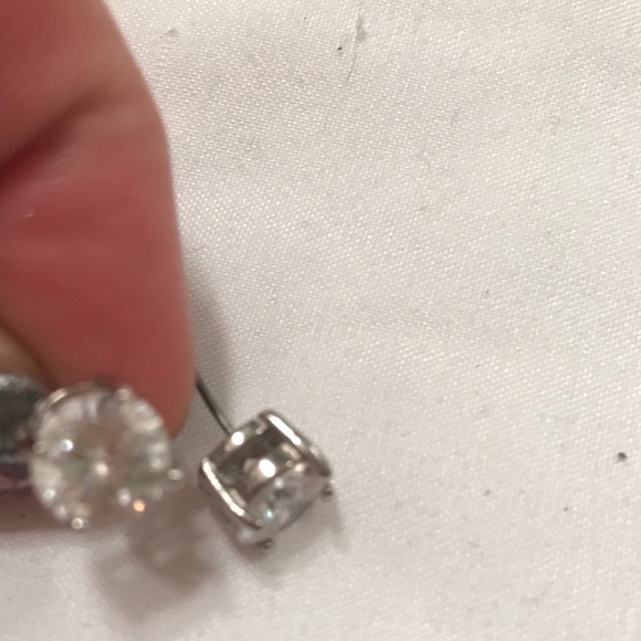 CZ & sterling silver studs - 8mm - Picture 3 of 6