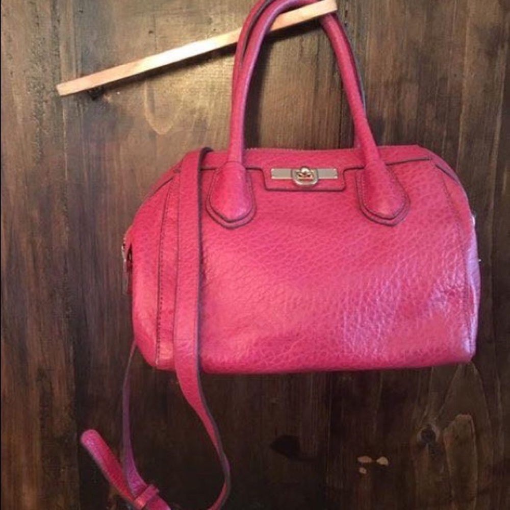 Super cute DKNY pink ostrich embossed leather bag