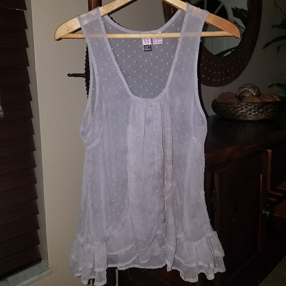 Sheer Lavender Sleeveless Blouse-size L
