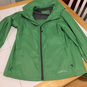 Eddie Bauer green light rain jacket women medium
