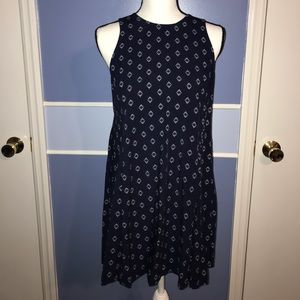 Navy and white shift dress