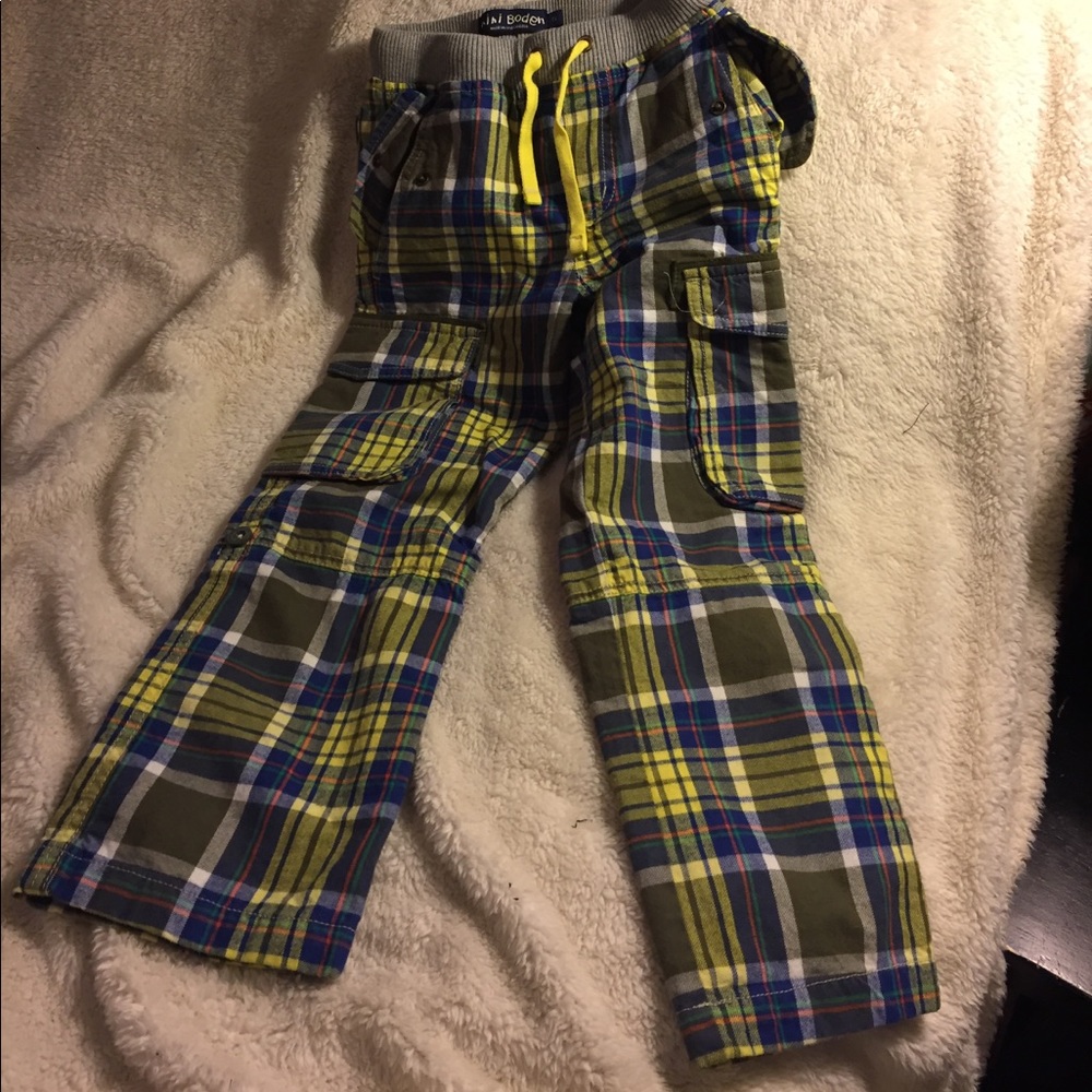 Mini boden bright colored plaid cargo pant size 7