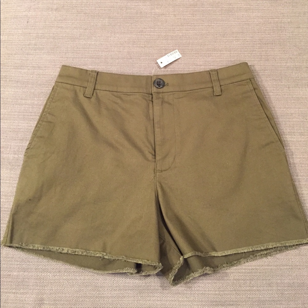 NWT! Madewell Olive High-Rise Twill Shorts Size 27
