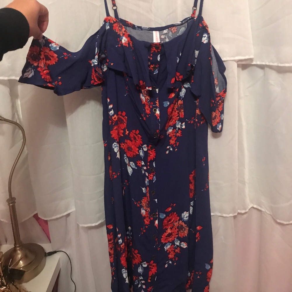 floral button up dress