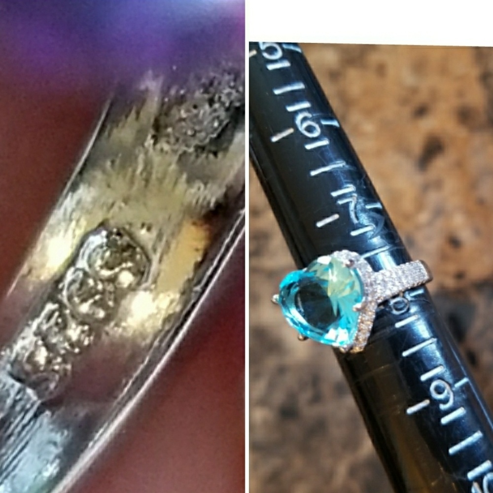 Genuine 7ct Blue Topaz Heart Ring Size 8, 6, 6 - Picture 5 of 6