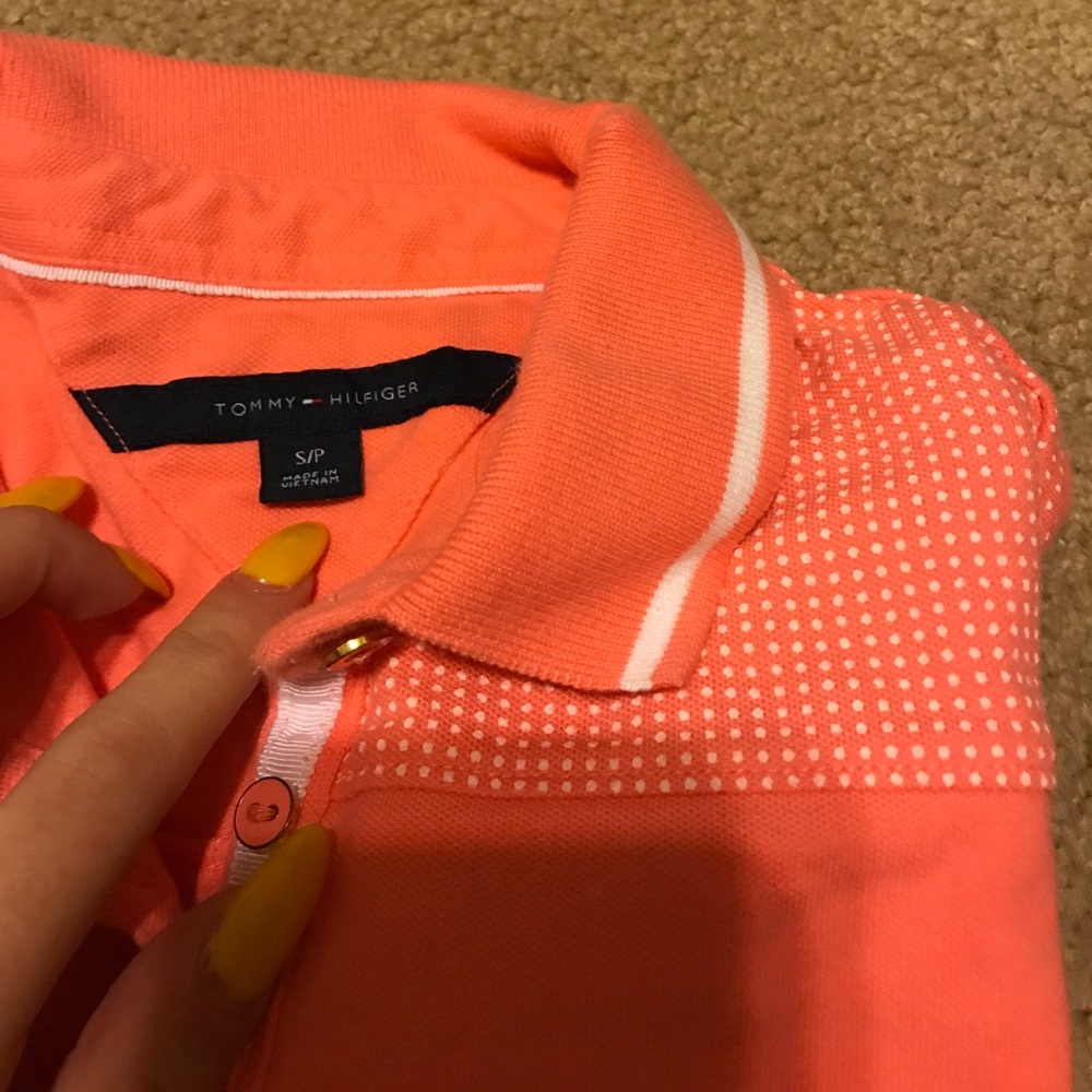 Coral Striped Tommy Hilfiger Polo