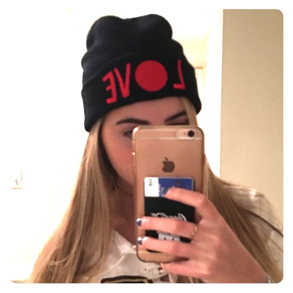 LA Hearts Love Black Beanie