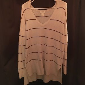 Cream/Maroon Striped Sweater