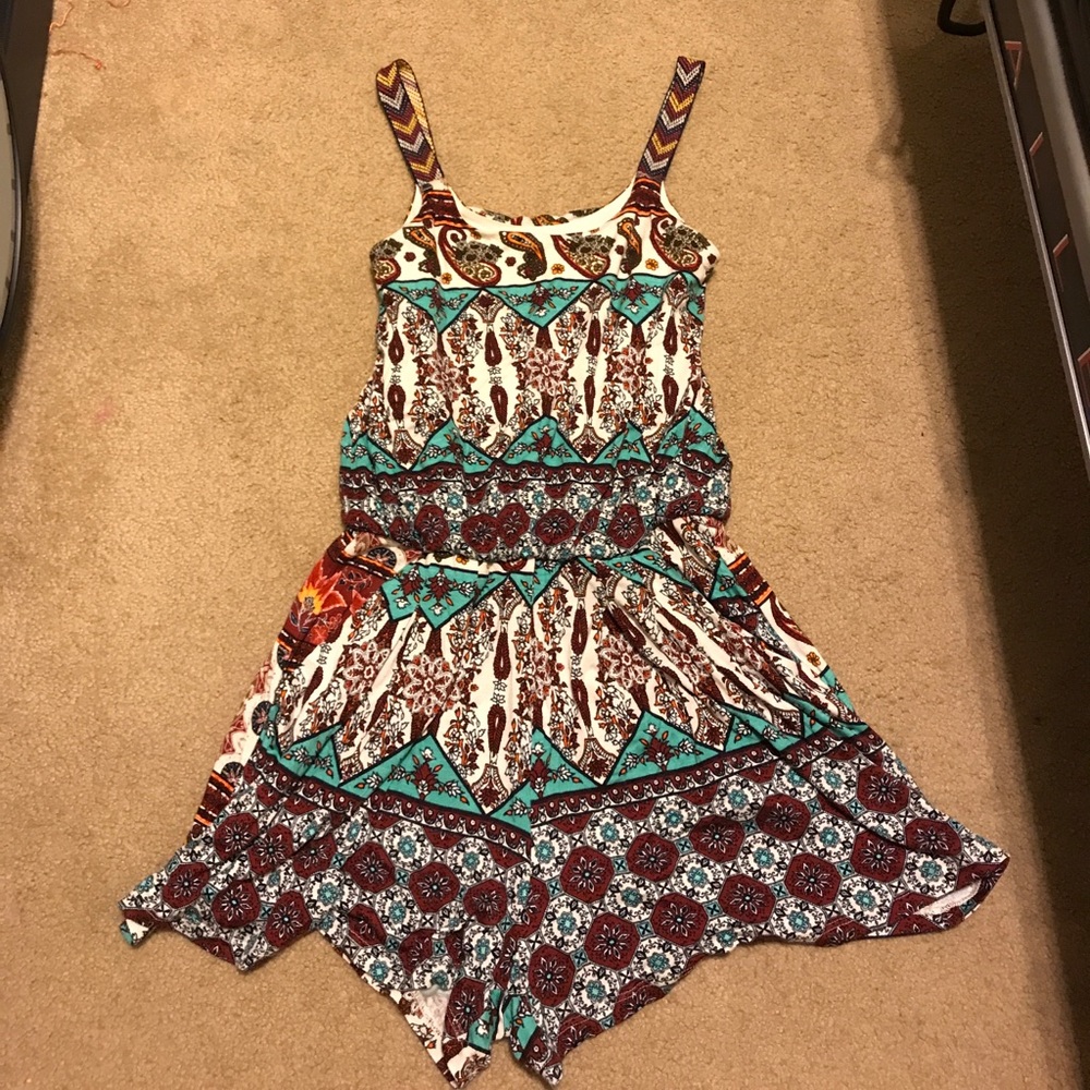 Colorful Romper with Woven Straps