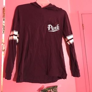 PINK MAROON STRIPED HOODIE