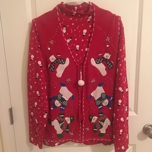 Ugly Christmas sweater vest and turtleneck