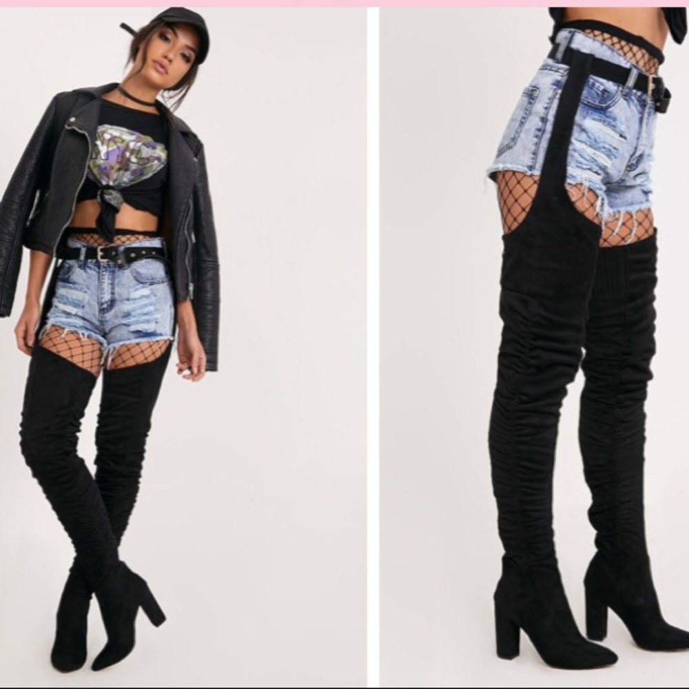 black thigh high boots w/belt