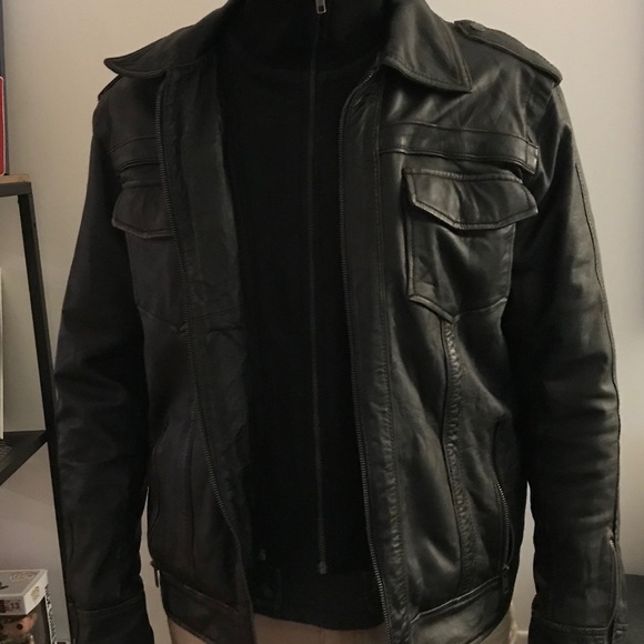 Faux leather aviator like man jacket- size L - Picture 2 of 8