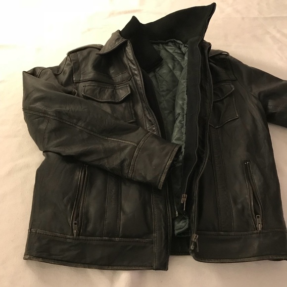 Faux leather aviator like man jacket- size L - Picture 5 of 8