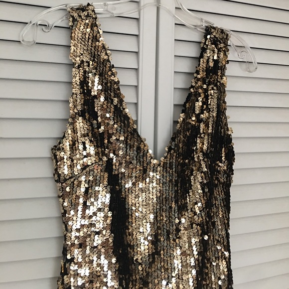 Ark & Co New Years sequin gold mini dress, small - Picture 3 of 6