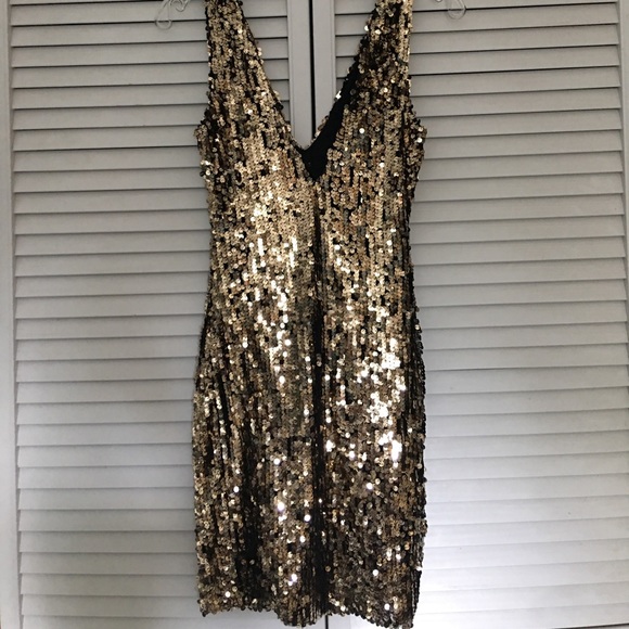 Ark & Co New Years sequin gold mini dress, small - Picture 5 of 6