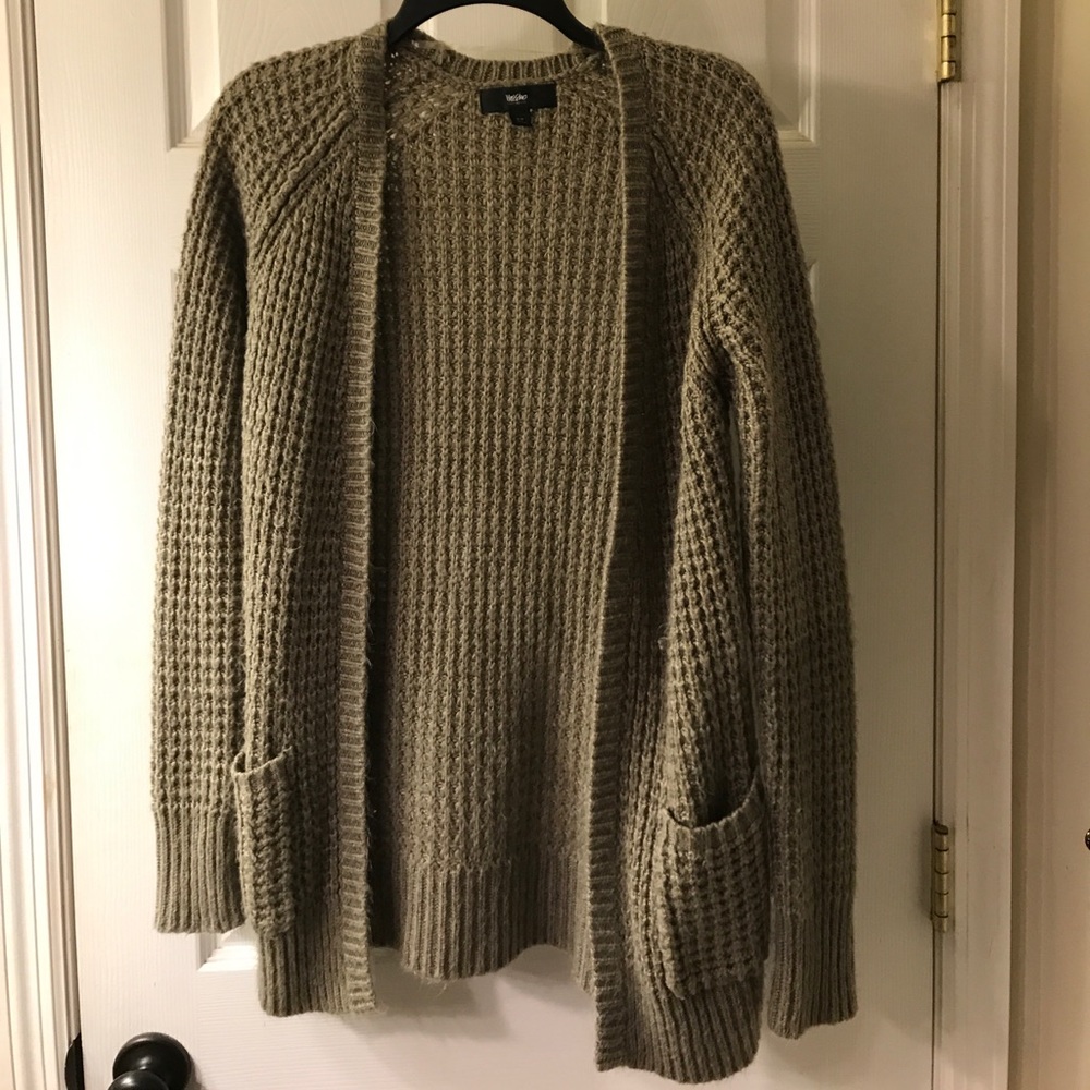 Tan open front cozy cardigan