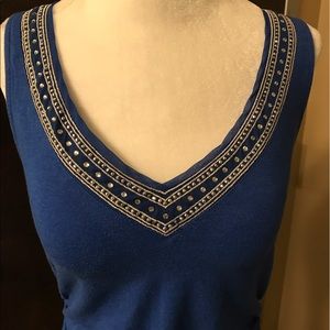 WHBM Blue Sleeveless Top
