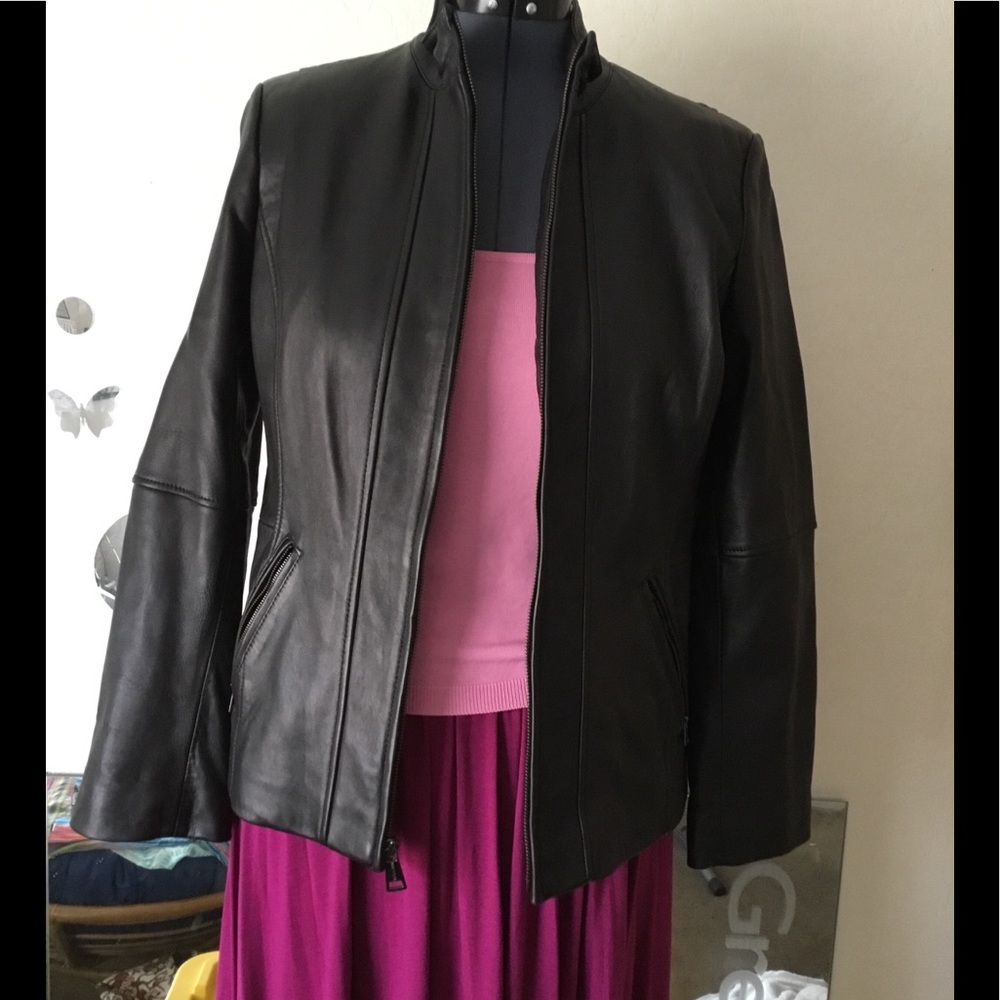 Short lite weight leather jacket