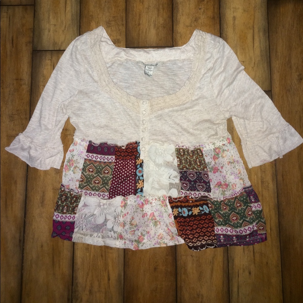 American Rag Boho Patchwork Top•Sz L