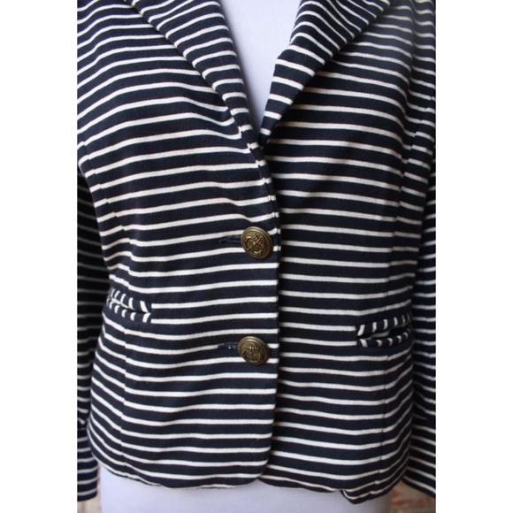 Anthropologie Cartonnier Small Navy Striped Blazer - Picture 2 of 7