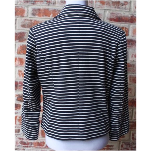 Anthropologie Cartonnier Small Navy Striped Blazer - Picture 4 of 7