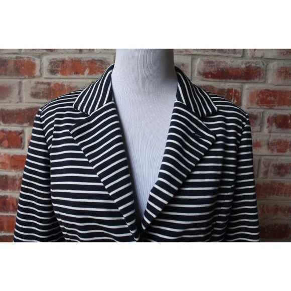 Anthropologie Cartonnier Small Navy Striped Blazer - Picture 5 of 7