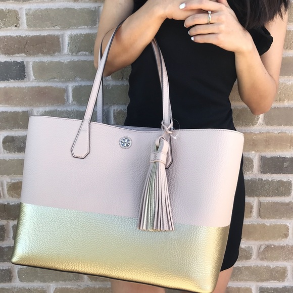 Key Burch Perry Tote Large pink gold Tassel neiman - Picture 3 of 8