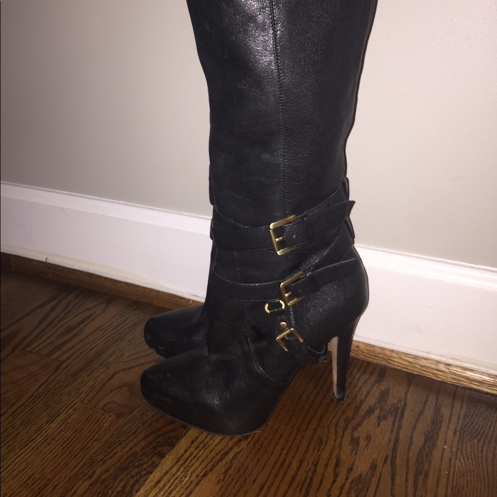 Knee high black stiletto boots