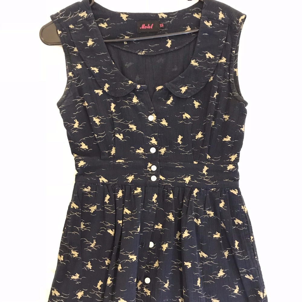 Motel printed fit and flare mini dress
