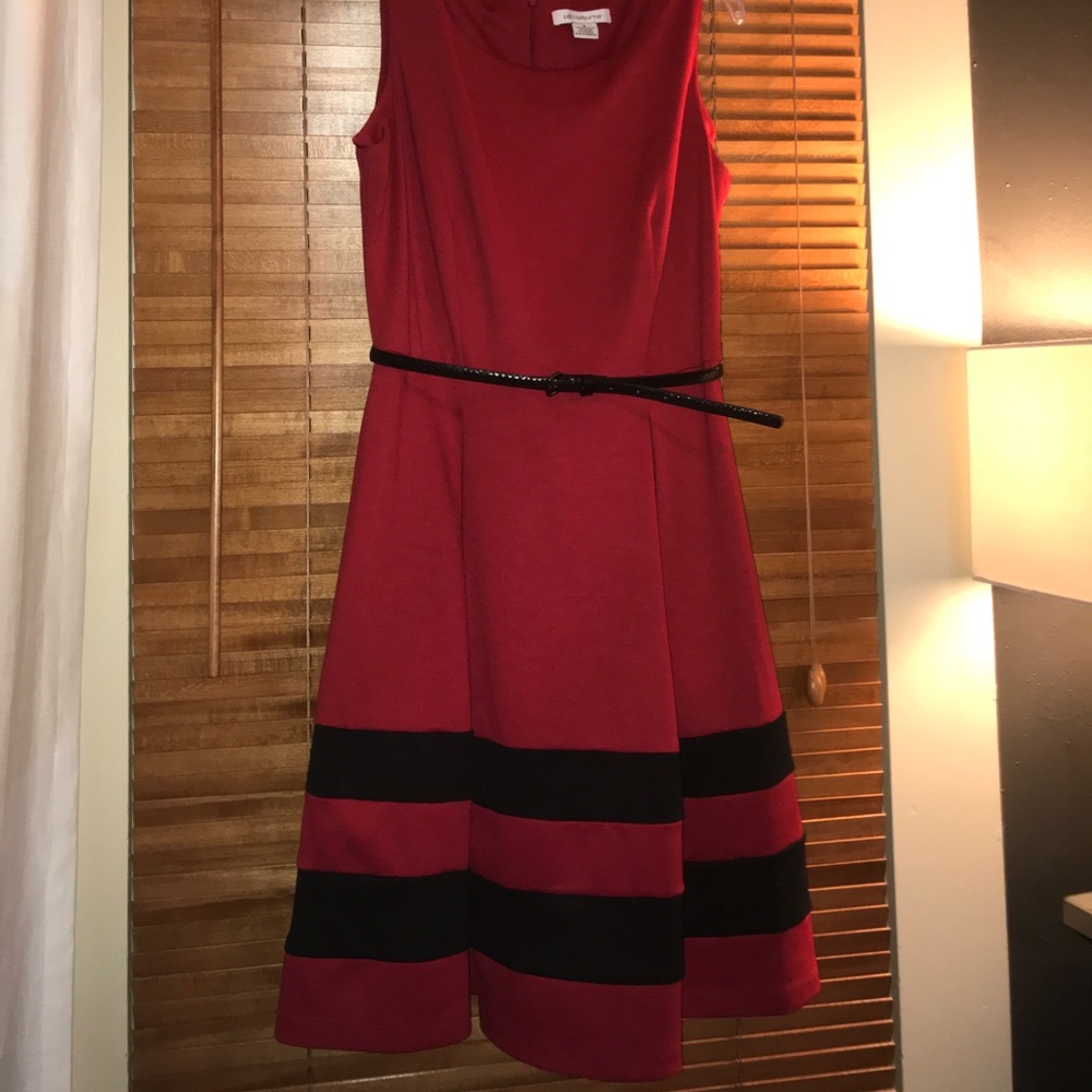 Liz Claiborne red dress with belt