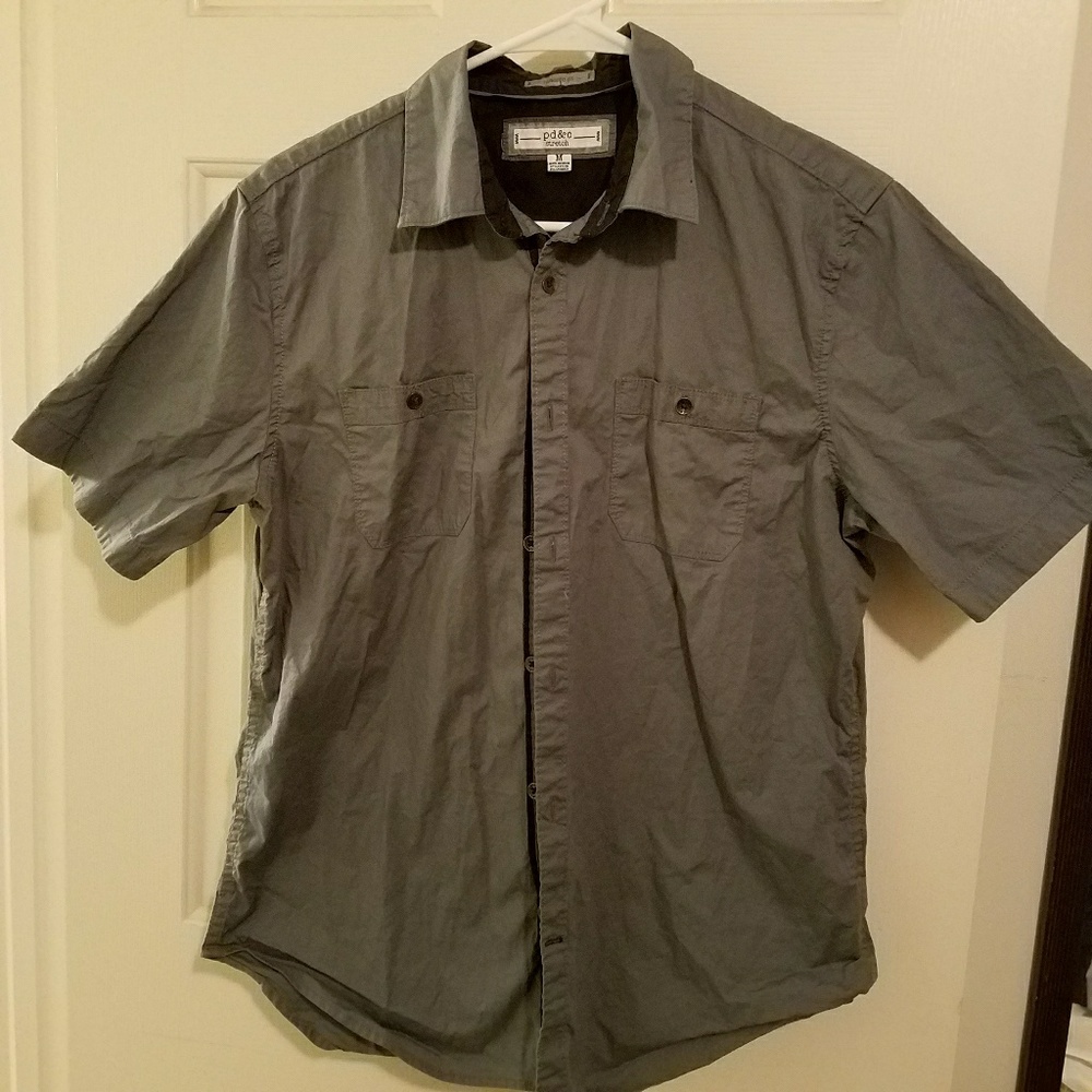 Grey button down mens shirt.