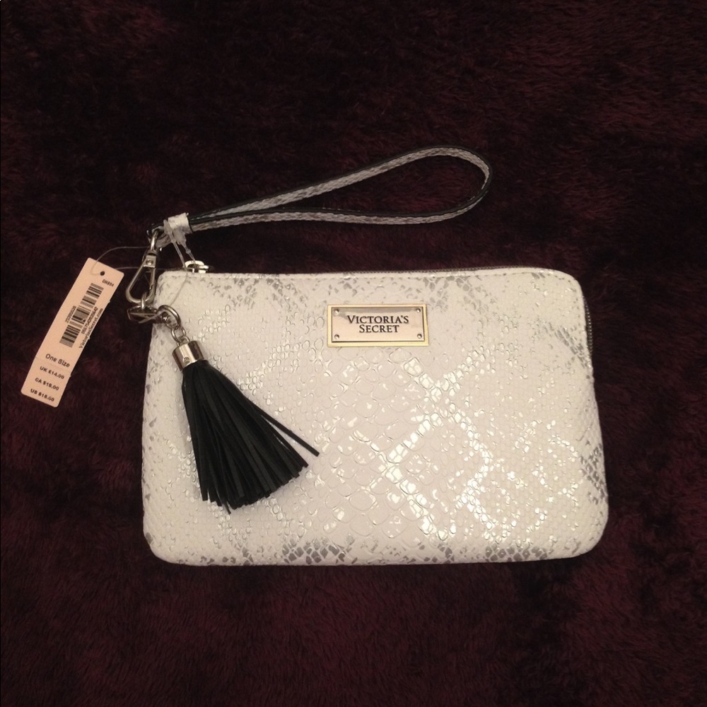 Brand New Victoria Secret White and Silver Clutch