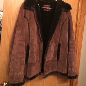Super warm, beautiful, brown, suede winter coat