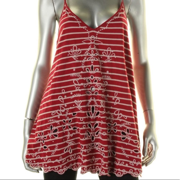 • Free People • Striped Embroidered Cami Top - Picture 3 of 4