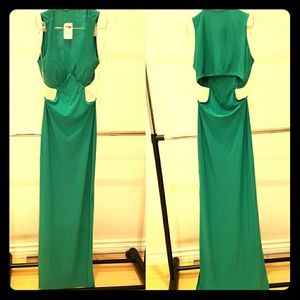 Turquoise-green Charlotte Russe Unique-cut Maxi
