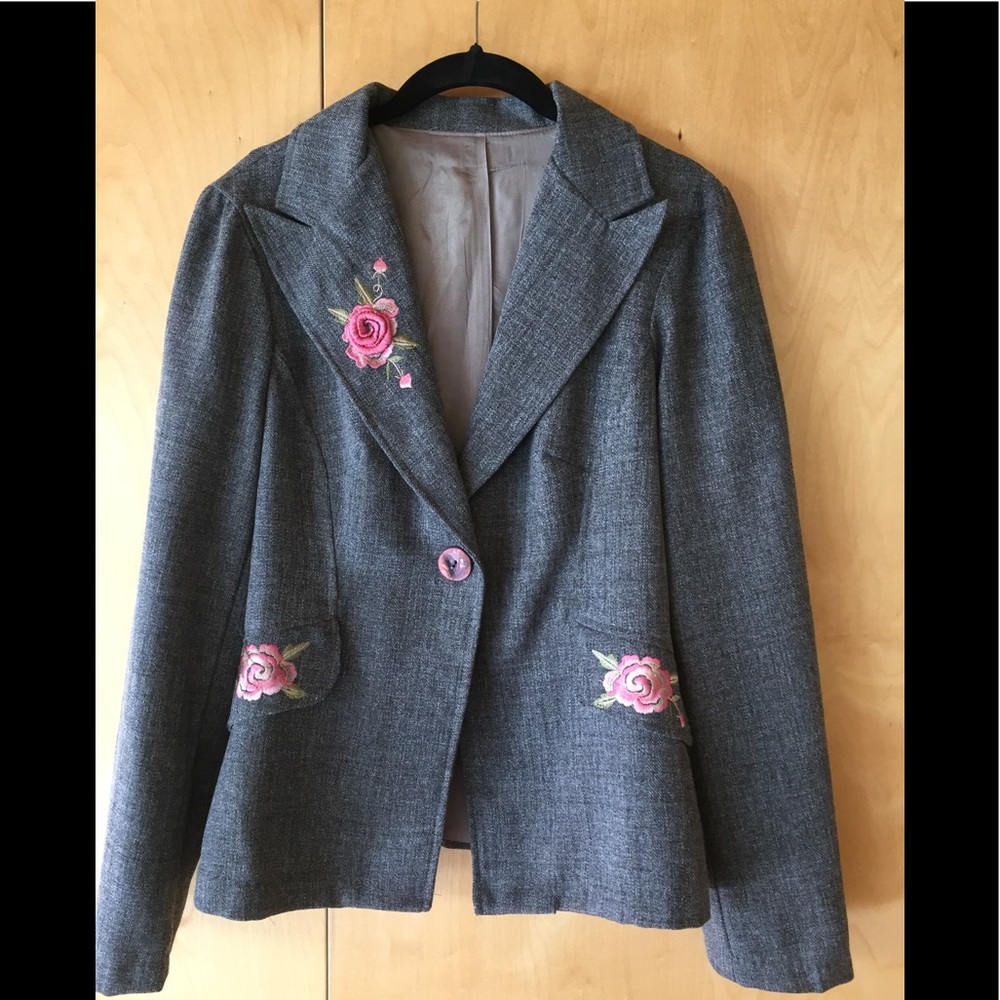 Gray Wool Blend Blazer - image 1