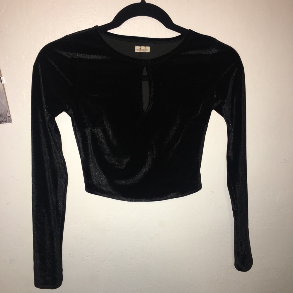 Velvet Long Sleeve Crop Top