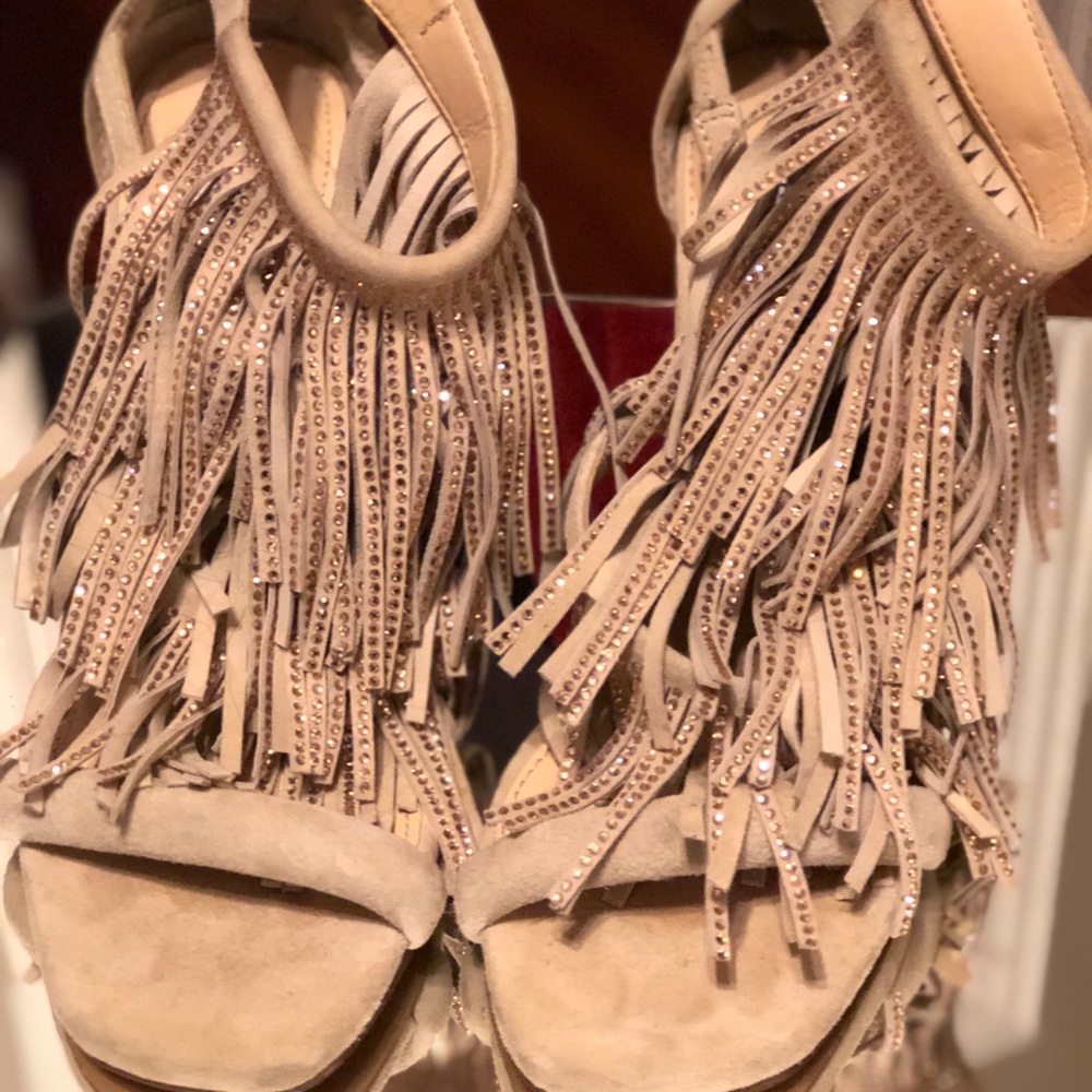 Steve Madden fringe glitter heels