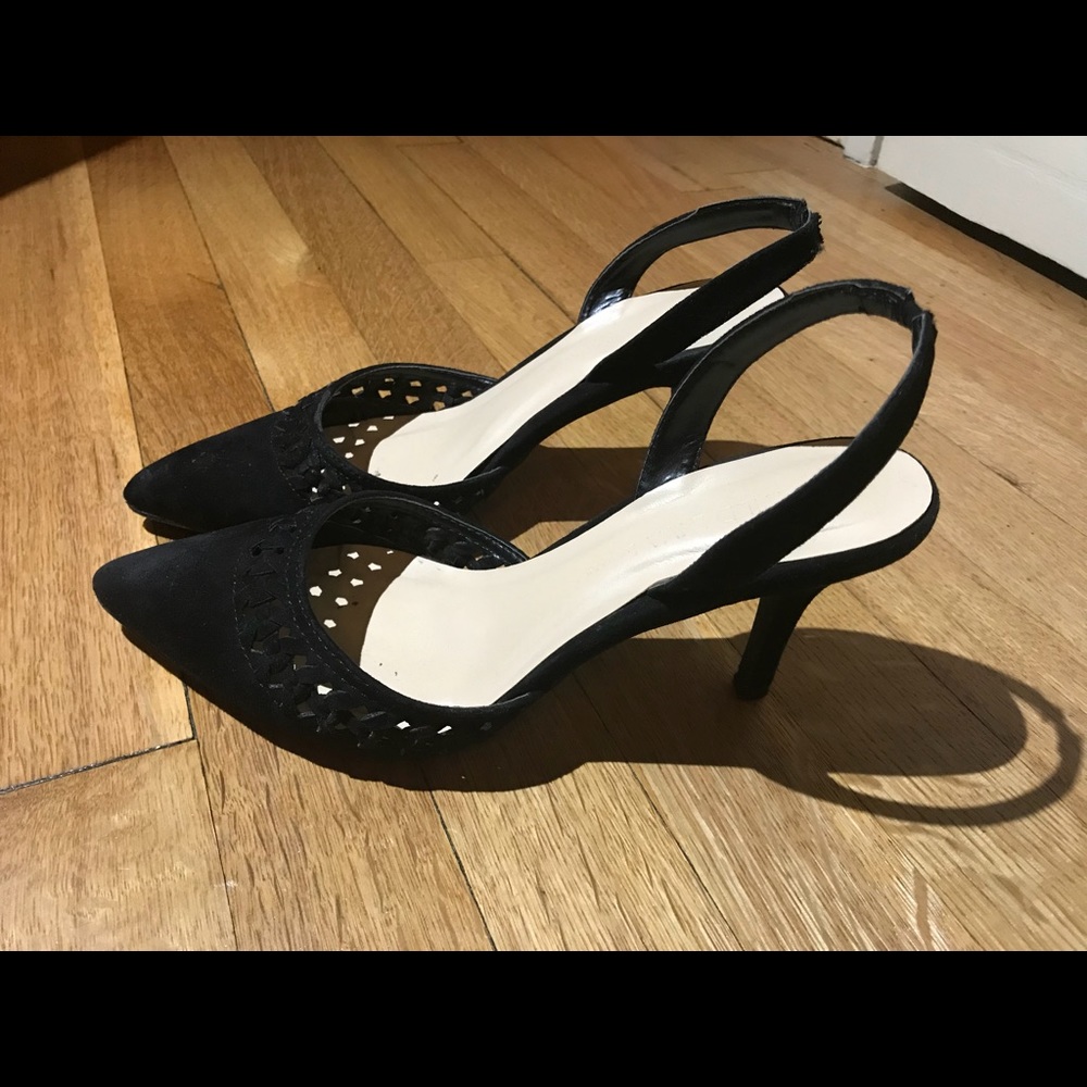 Black suede kitten heels