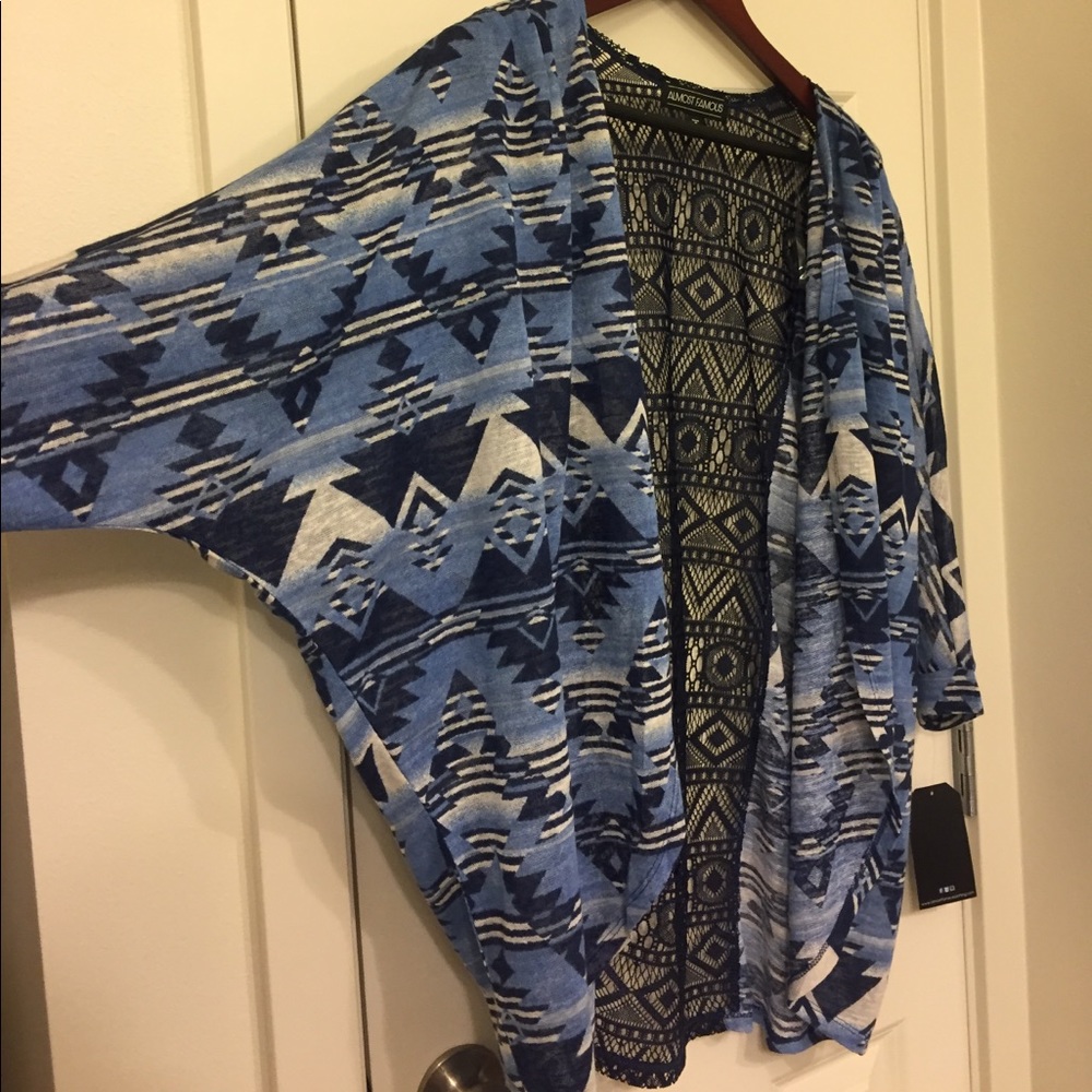 NWT Blue Aztec Cocoon Cardigan
