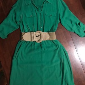 Stand out in this Emerald Green shirt dress!!👗
