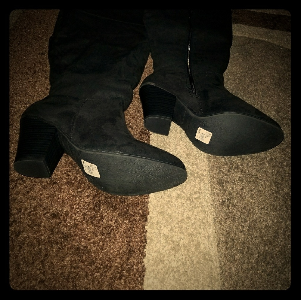 Black Suede Over the Knee (OTK) Wide Calf Boot