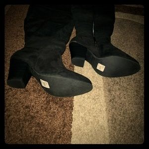 Black Suede Over the Knee (OTK) Wide Calf Boot