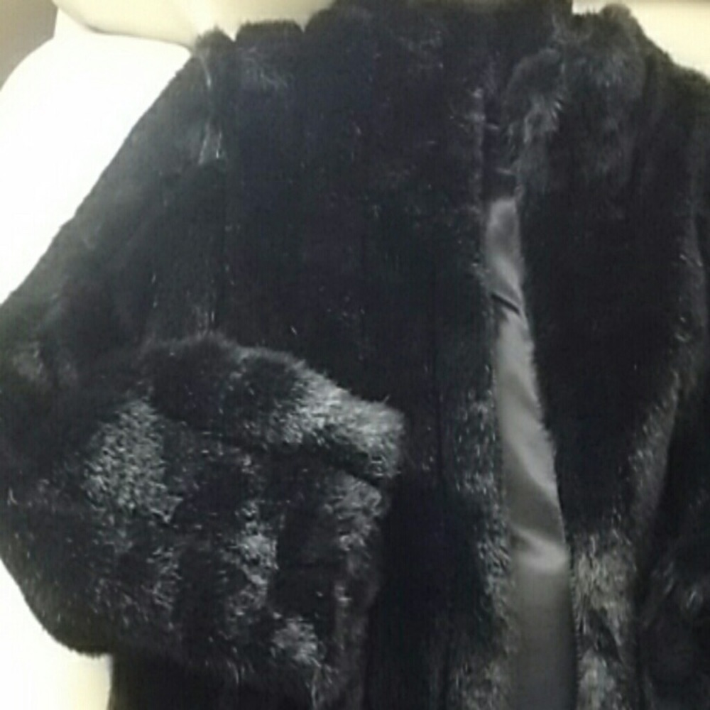 Black faux fur coat