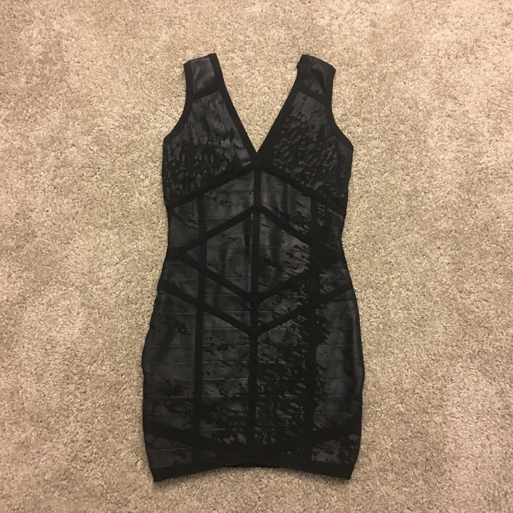 Black banded bodycon dress