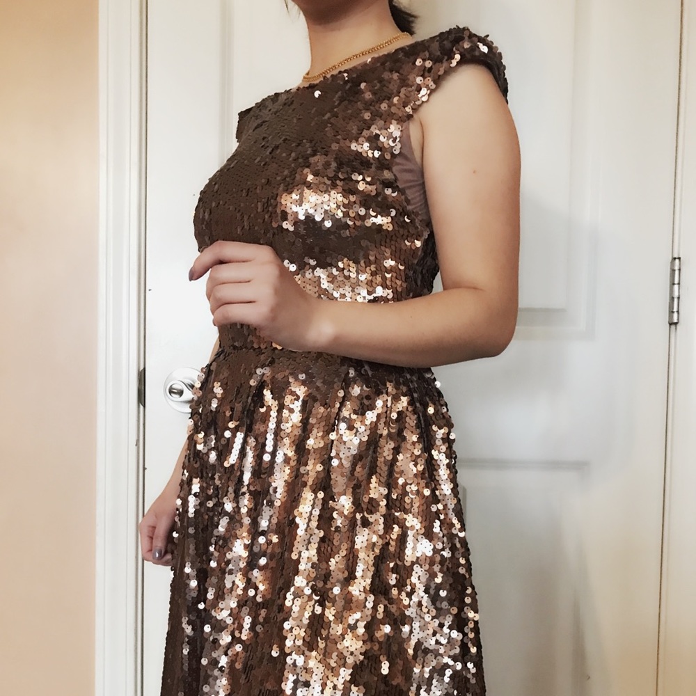 Bebe new sequence brown babydoll dress