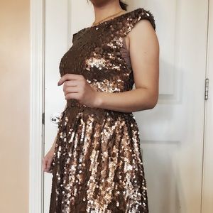 Bebe new sequence brown babydoll dress