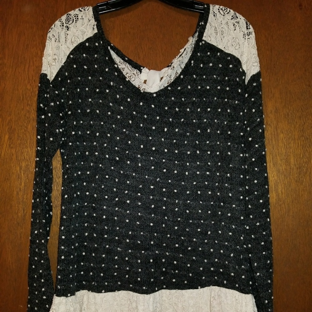 A'Reve Long Sleeve Lace Sweater Tunic