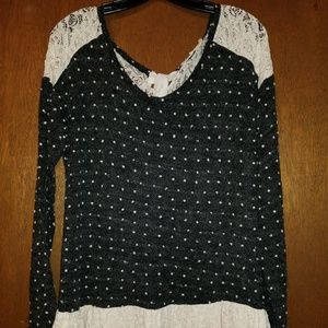 A'Reve Long Sleeve Lace Sweater Tunic